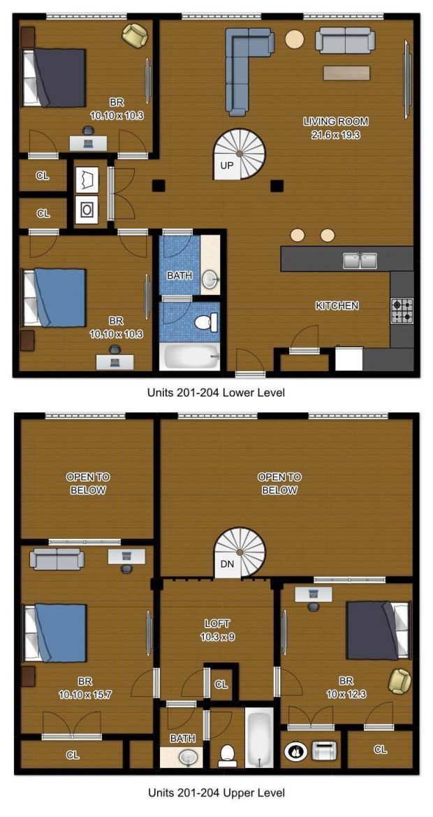 #201 - #204: 1400sq ft